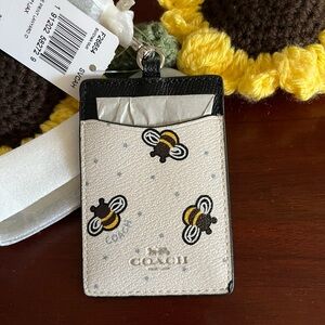 Coach bee print ID lanyard